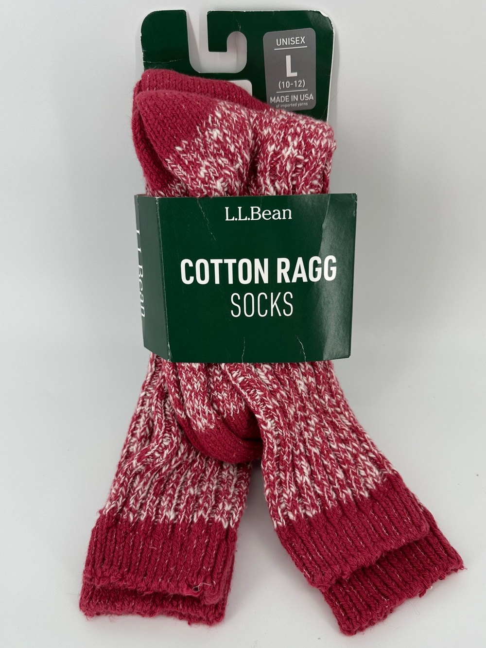 L.L. Bean Cotton Ragg Camp Socks 2 Pair Rag Sz L 10-12 Unisex